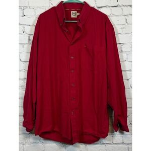 Cinch Corduroy Button Down Shirt Long Sleeve Casual Top‎ Red Size Mens XL